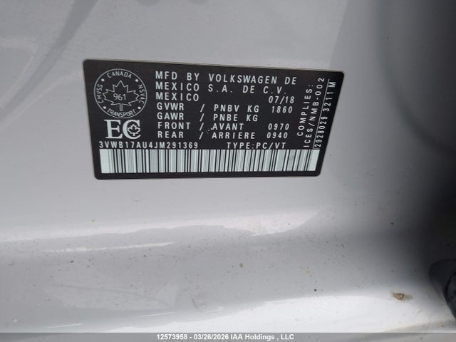 3VWB17AU4JM291369 Volkswagen Golf 1.8 Tsi Comfortline/1.8 Tsi Highline/1.8 Tsi Trendline