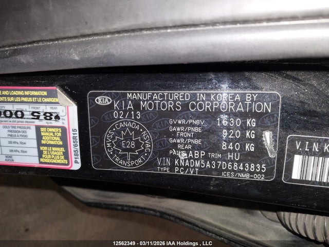 Продаж на аукціоні авто 2013 Kia Rio Ex/lx/lx+/sx, vin: KNADM5A37D6843835, номер лоту: 12562349