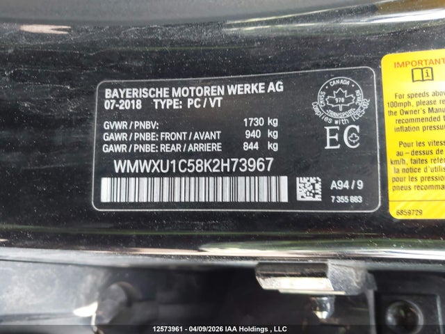 WMWXU1C58K2H73967 Mini Cooper