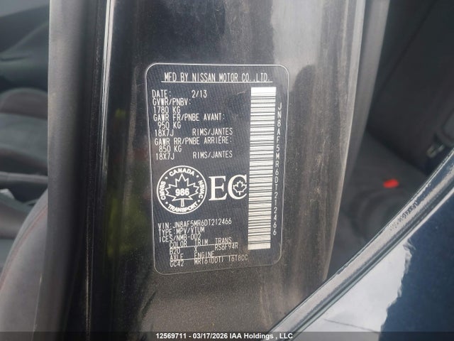 Продаж на аукціоні авто 2013 Nissan Juke Nismo/sl/sv, vin: JN8AF5MR6DT212466, номер лоту: 12569711