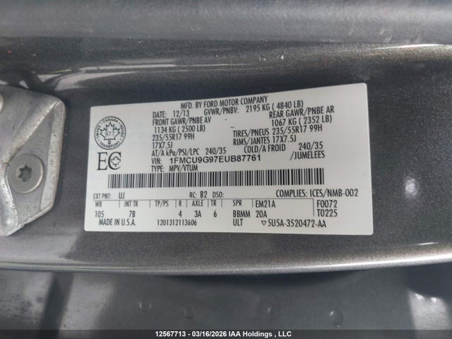 1FMCU9G97EUB87761 Ford ESCAPE SE
