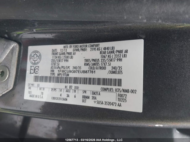 1FMCU9G97EUB87761 Ford ESCAPE SE