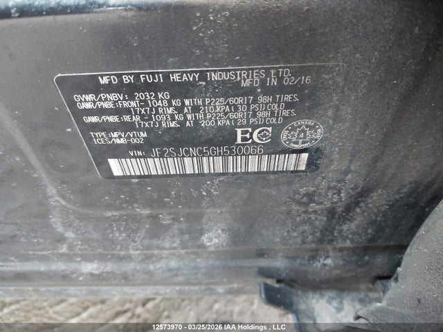 Aukcja sprzedaży 2016 Subaru Forester 2.0xt Limited Package/2.5i Touring Package, vin: JF2SJCNC5GH530066, numer aukcji: 12573970