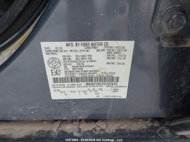 MAJ6P1WL9JC202693 Ford Ecosport Titanium