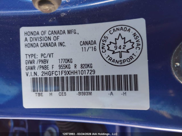 2HGFC1F9XHH101729 Honda Civic Touring