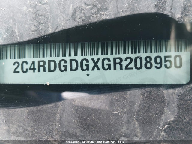 Aukcja sprzedaży 2016 Dodge Grand Caravan Crew, vin: 2C4RDGDGXGR208950, numer aukcji: 12574012