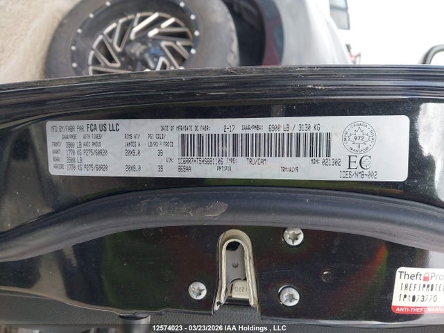 2017 Ram 1500 Sport მანქანა იყიდება აუქციონზე, vin: 1C6RR7HT5HS681106, აუქციონის ნომერი: 12574023