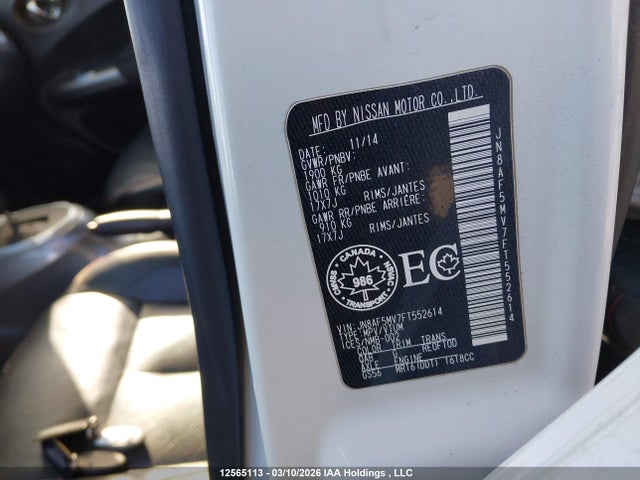 Aukcja sprzedaży 2015 Nissan Juke Sl/sv, vin: JN8AF5MV7FT552614, numer aukcji: 12565113