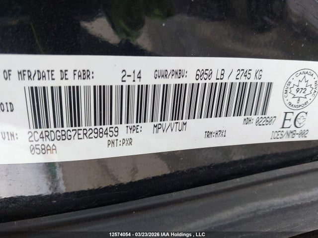 2C4RDGBG7ER298459 Dodge Grand Caravan Se