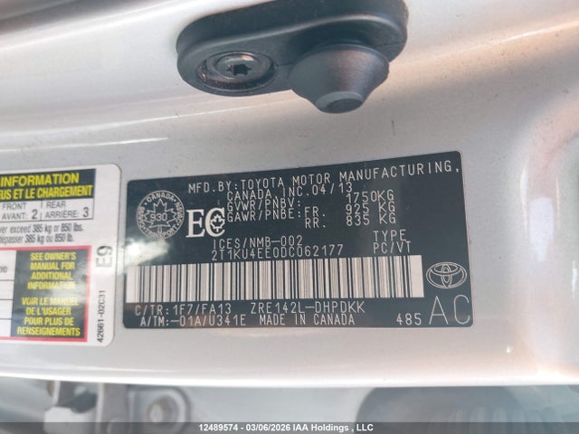 2013 Toyota Matrix მანქანა იყიდება აუქციონზე, vin: 2T1KU4EE0DC062177, აუქციონის ნომერი: 12489574