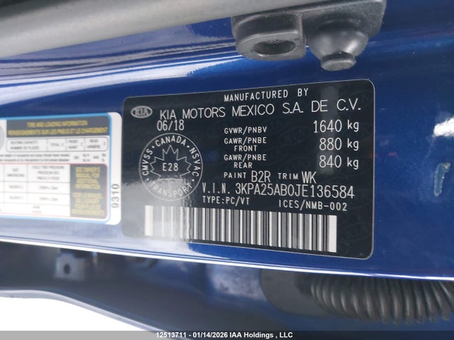 3KPA25AB0JE136584 KIA Rio Lx/lx+