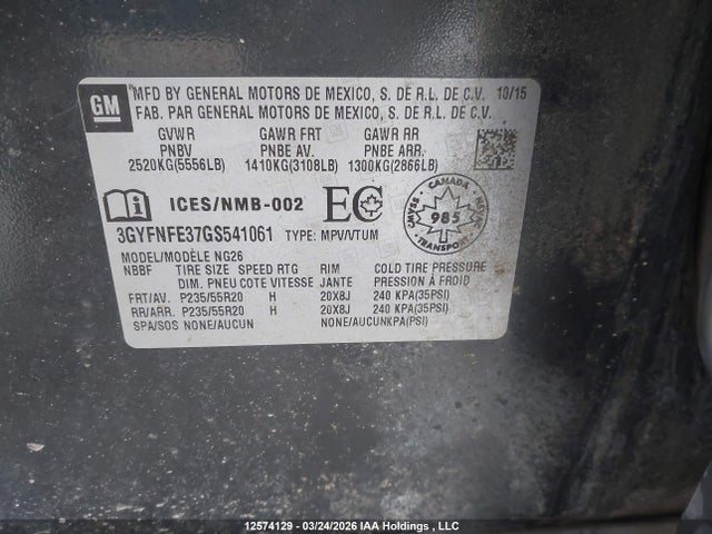 3GYFNFE37GS541061 Cadillac Srx Performance Collection