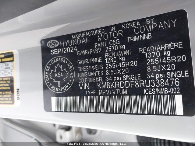 Продаж на аукціоні авто 2024 Hyundai Ioniq 5 Limited/disney 100 Platinum Edition, vin: KM8KRDDF8RU338476, номер лоту: 12574171