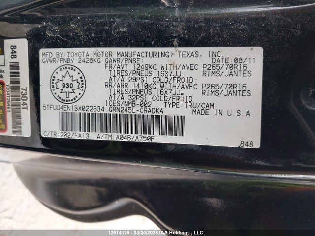 Aukcja sprzedaży 2011 Toyota Tacoma Access Cab, vin: 5TFUU4EN1BX022634, numer aukcji: 12574179