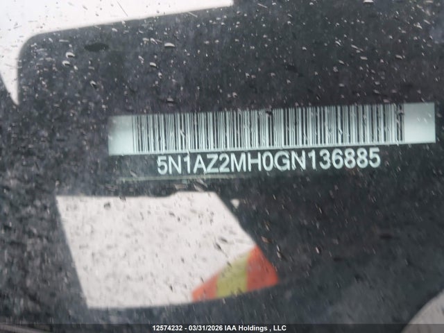 12574232 :رقم المزاد ، 5N1AZ2MH0GN136885 vin ، 2016 Nissan Murano Platinum/sl/sv مزاد بيع