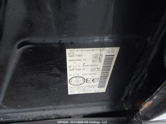 12574232 :رقم المزاد ، 5N1AZ2MH0GN136885 vin ، 2016 Nissan Murano Platinum/sl/sv مزاد بيع