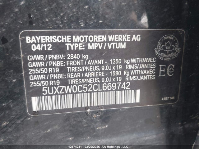 Продажа на аукционе авто 2012 Bmw X5 Xdrive35d, vin: 5UXZW0C52CL669742, номер лота: 12574241