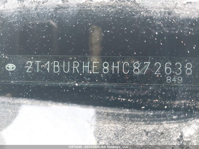 12574245 :رقم المزاد ، 2T1BURHE8HC872638 vin ، 2017 Toyota Corolla L/le/xle/se/xse مزاد بيع