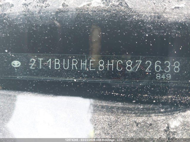 12574245 :رقم المزاد ، 2T1BURHE8HC872638 vin ، 2017 Toyota Corolla L/le/xle/se/xse مزاد بيع