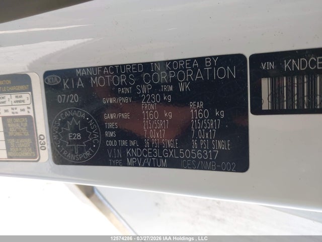 KNDCE3LGXL5056317 KIA NIRO EV
