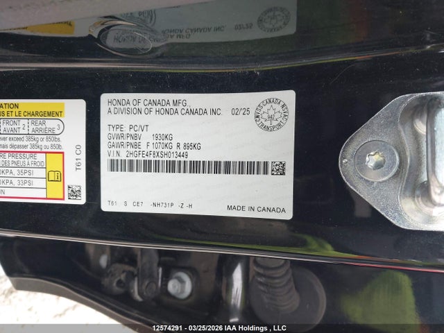 2HGFE4F8XSH013449 Honda Civic Sport Hybrid/sport Touring Hybrid
