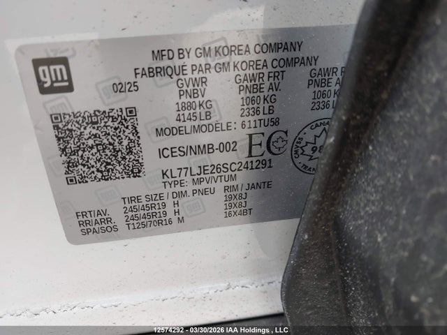KL77LJE26SC241291 Chevrolet Trax 2rs Fwd