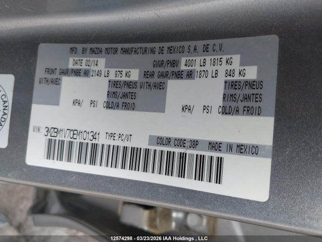 Aukcja sprzedaży 2014 Mazda 3 Touring, vin: 3MZBM1V70EM101341, numer aukcji: 12574298