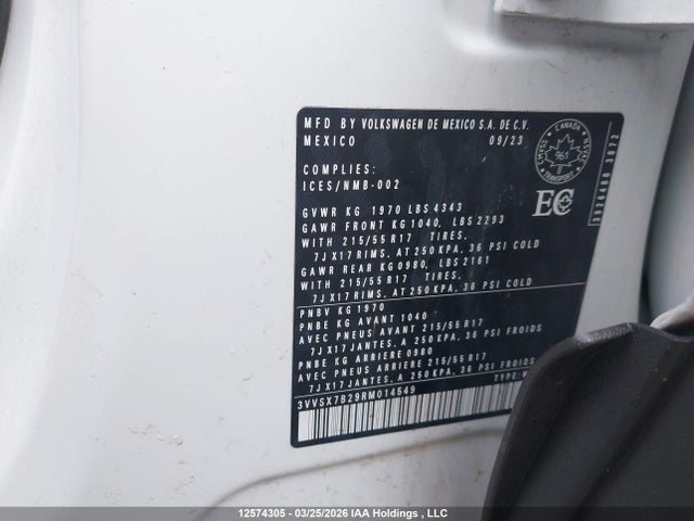 Aukcja sprzedaży 2024 Volkswagen Taos Se, vin: 3VVSX7B29RM014549, numer aukcji: 12574305