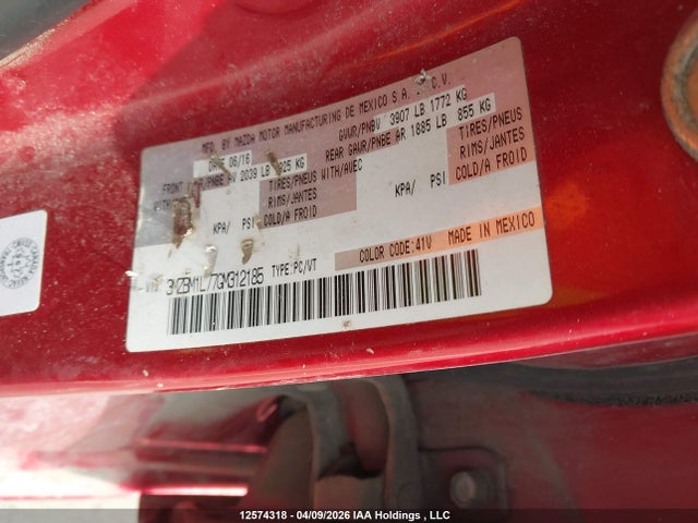 3MZBM1L77GM312185 Mazda Mazda3 Gs