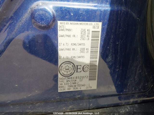 5N1AT2MV8JC852072 Nissan Rogue