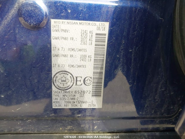 5N1AT2MV8JC852072 Nissan Rogue
