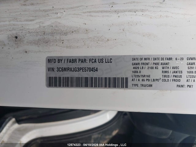 3C6MRVJG3PE570454 RAM Promaster 3500 High Roof Extended 159 In. Wb