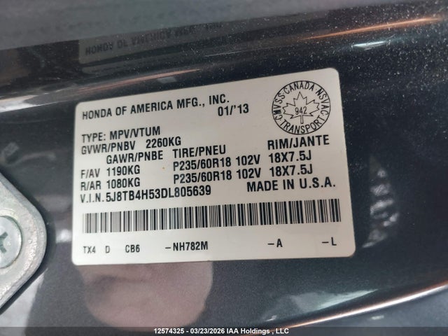 Продажа на аукционе авто 2013 Acura Rdx, vin: 5J8TB4H53DL805639, номер лота: 12574325