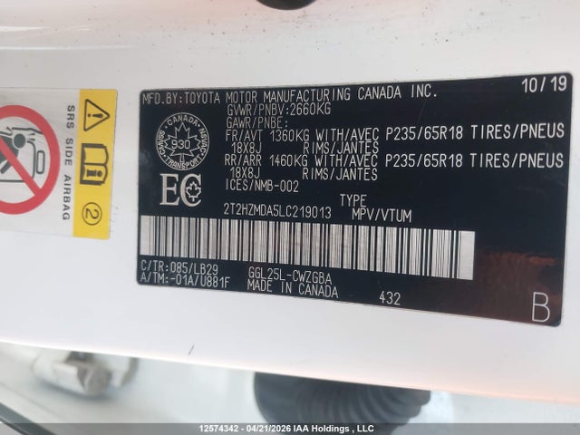 Продаж на аукціоні авто 2020 Lexus Rx 350, vin: 2T2HZMDA5LC219013, номер лоту: 12574342