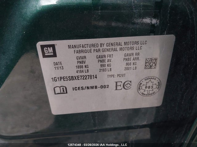 1G1PE5SBXE7227814 Chevrolet CRUZE LT
