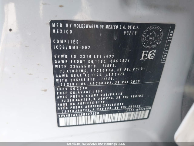 3VV4B7AX1JM127128 Volkswagen Tiguan Sel Premium