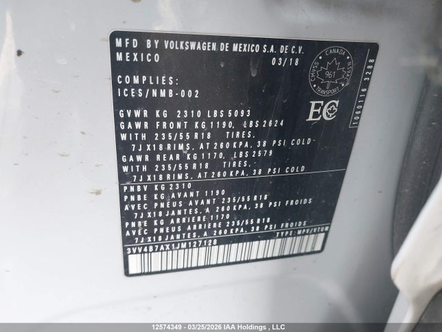 3VV4B7AX1JM127128 Volkswagen Tiguan Sel Premium