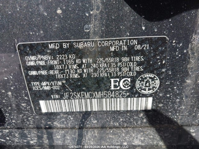JF2SKEMCXMH584825 Subaru Forester Sport