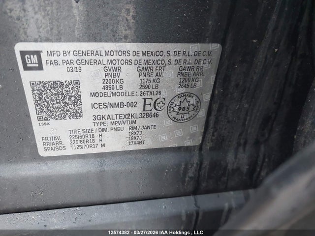 Продажа на аукционе авто 2019 Gmc Terrain Sle, vin: 3GKALTEX2KL328646, номер лота: 12574382