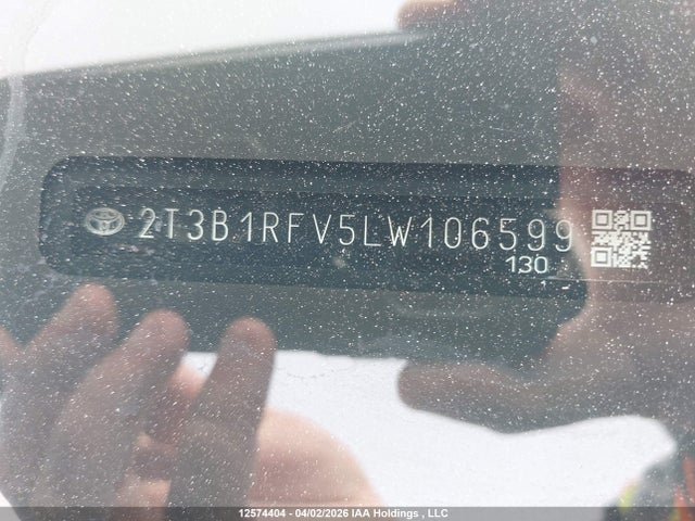 2020 Toyota Rav4 Le მანქანა იყიდება აუქციონზე, vin: 2T3B1RFV5LW106599, აუქციონის ნომერი: 12574404