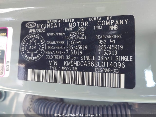 Продажа на аукционе авто 2025 Hyundai Kona Preferred Sport Awd, vin: KM8HDCA36SU314096, номер лота: 12574418