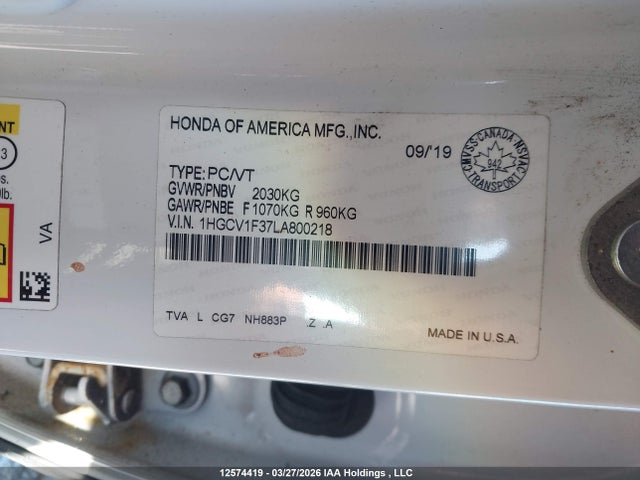 1HGCV1F37LA800218 Honda Accord Sport