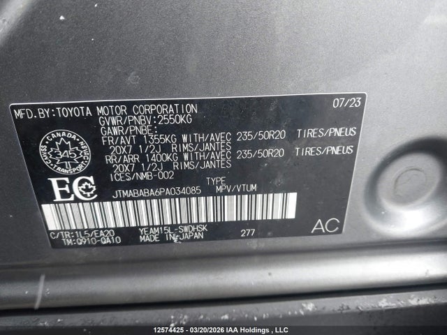 Aukcja sprzedaży 2023 Subaru Solterra Luxury Package/technology Package, vin: JTMABABA6PA034085, numer aukcji: 12574425