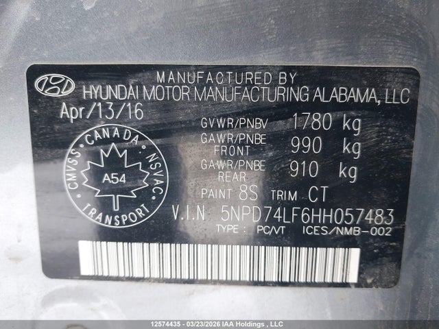 Продаж на аукціоні авто 2017 Hyundai Elantra Le, vin: 5NPD74LF6HH057483, номер лоту: 12574435