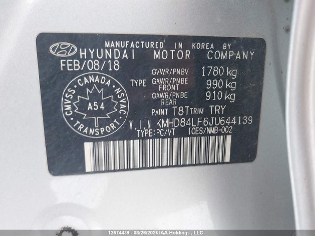 KMHD84LF6JU644139 Hyundai Elantra