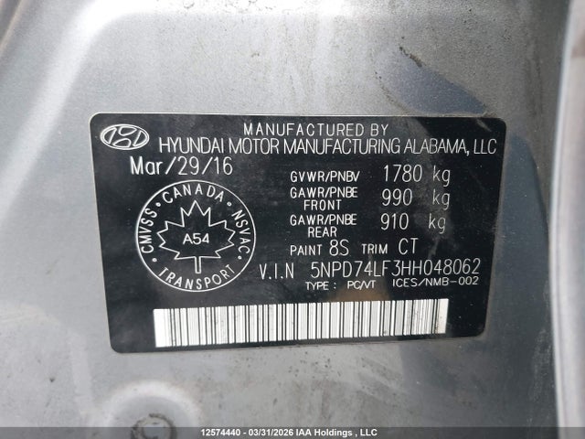 Продаж на аукціоні авто 2017 Hyundai Elantra Se, vin: 5NPD74LF3HH048062, номер лоту: 12574440