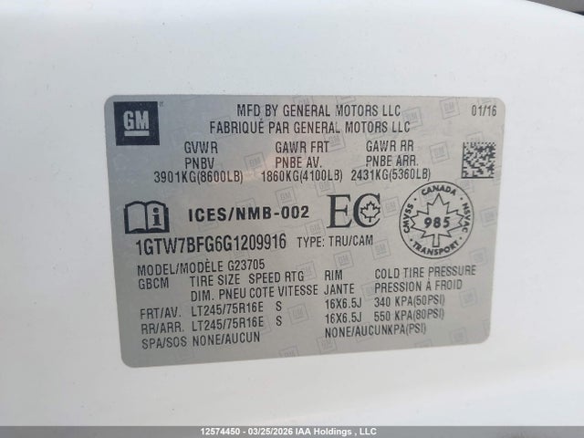 1GTW7BFG6G1209916 GMC Savana G2500