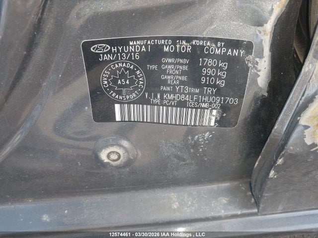KMHD84LF1HU091703 Hyundai Elantra