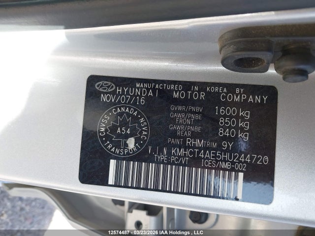 Продаж на аукціоні авто 2017 Hyundai Accent Se, vin: KMHCT4AE5HU244720, номер лоту: 12574487
