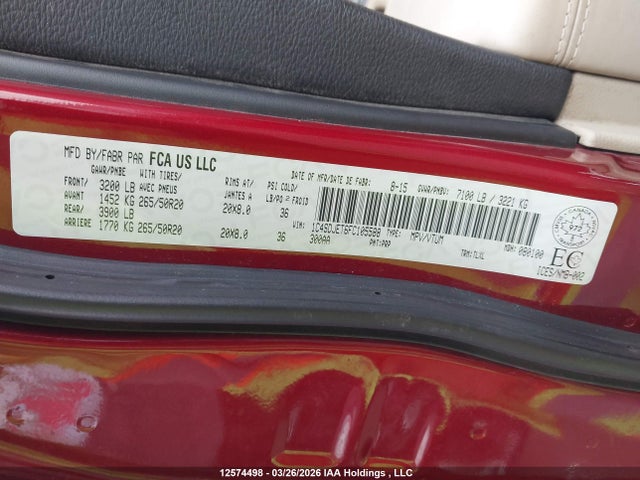 Dodge Durango Citadel 2015 1C4SDJET6FC105588 Image 9